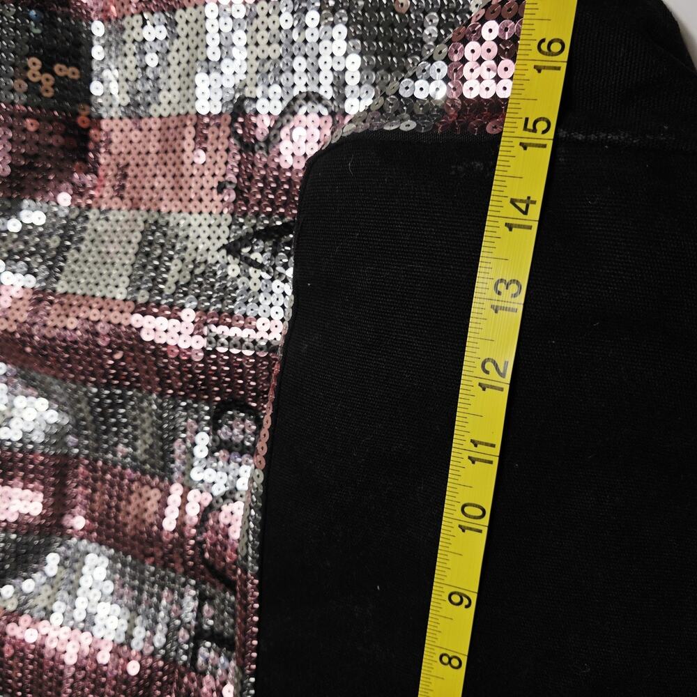 Victoria's Secret Large Zip Shoulder Bag Sequin Striped Pink Weekender Tote - Picture 7 of 7
